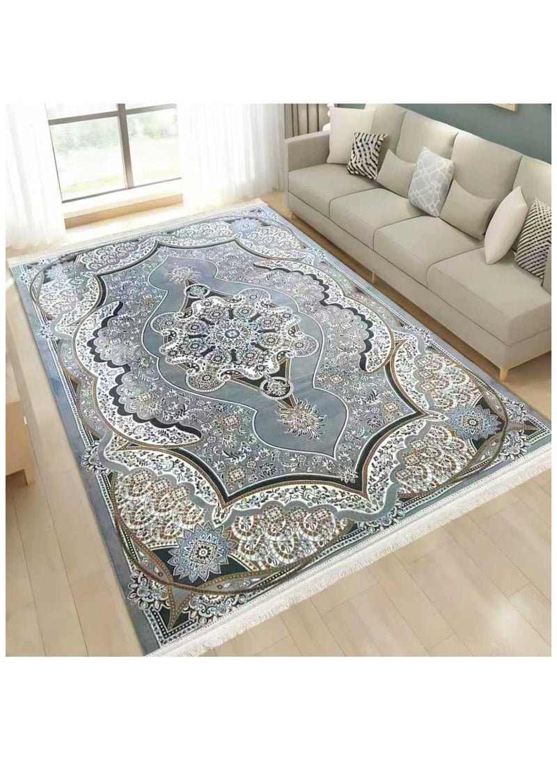 SMART HOME Large padded floor mat with a soft velvet surface and non-slip backing - Living room rug - Majlis rug - Lounge rug - Luxurious decorative rug - Elegant rug with modern patterns for living rooms and majlis - Size 300x200cm - Suitable for everyday use and entertaining - Image 4